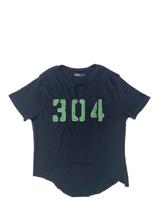 Black & Green Cropped 304 T-shirt